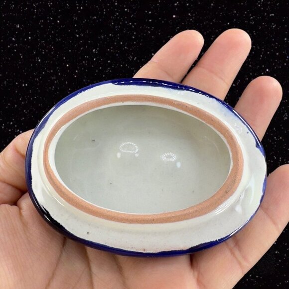 Mexican Pottery Trinket Box Jewelry Storage Box Talavera Pottery Painted Flowers - Picture 5 of 12